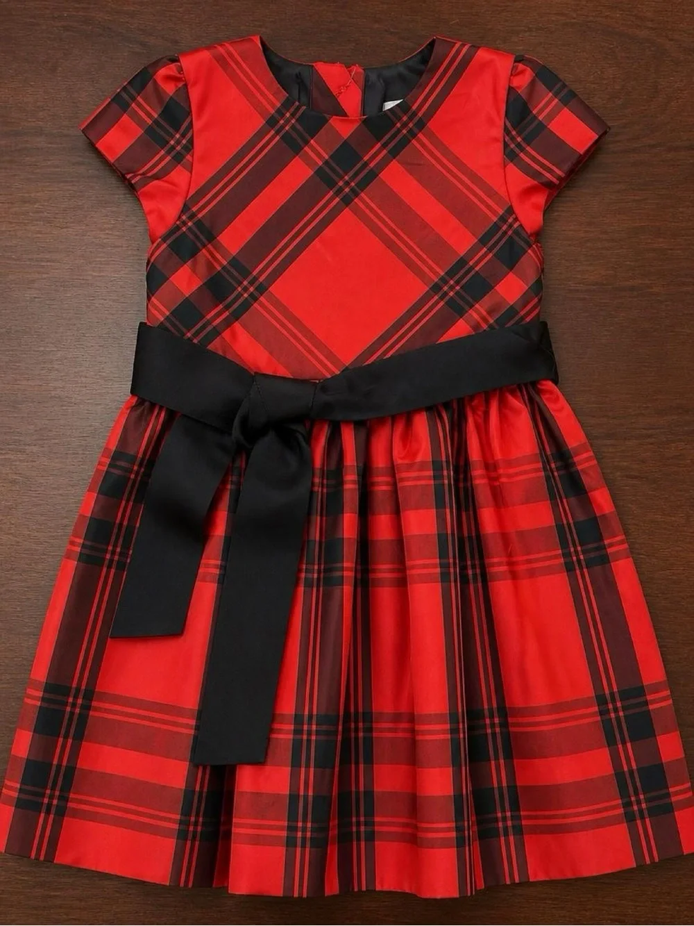 Ralph Lauren Baby Girls Red Black Plaid Holiday Party Dress 18M Bow